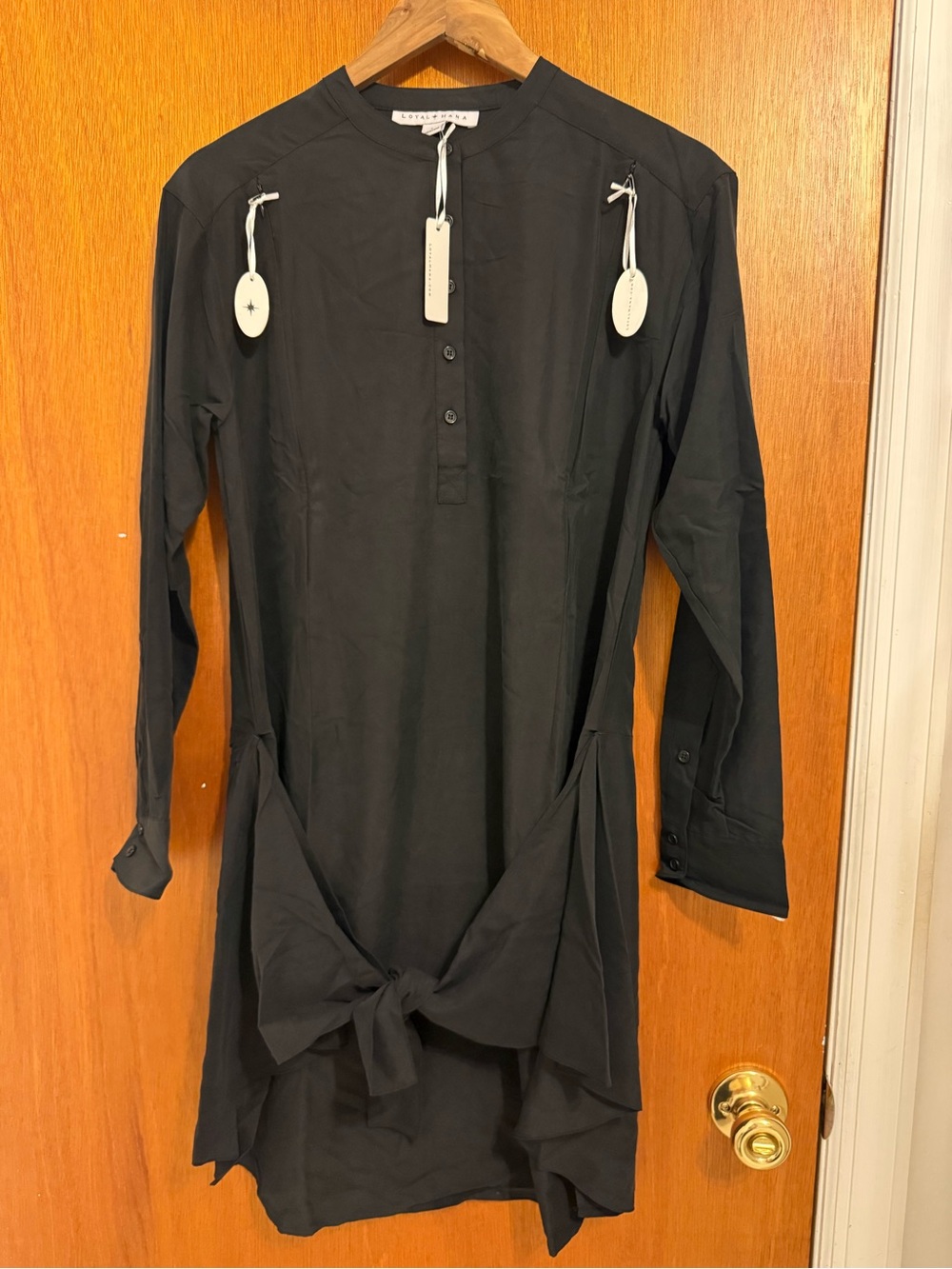 Lilla P Black Tie-Hem Long-Sleeve Tunic